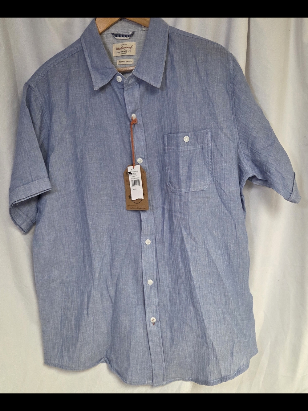 Weatherproof Men's Short Sleeve Button-Up Shirt - Light Blue Large